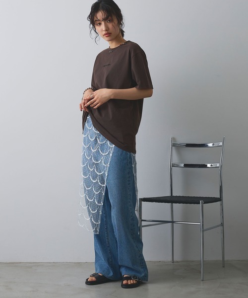 ELLEgirl（エルガール）の「スパンコールラップスカート【ELLEgirl/エルガール】（スカート・レディース・アイボリー/ブラック・FREE）」の6枚目の写真