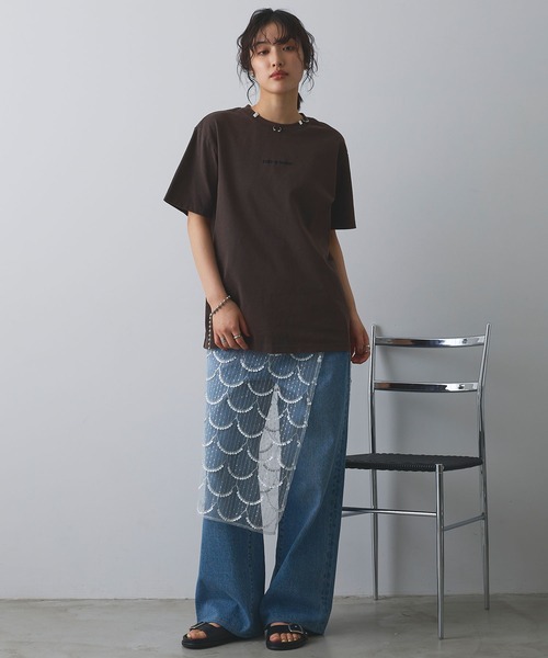 ELLEgirl（エルガール）の「スパンコールラップスカート【ELLEgirl/エルガール】（スカート・レディース・アイボリー/ブラック・FREE）」の5枚目の写真