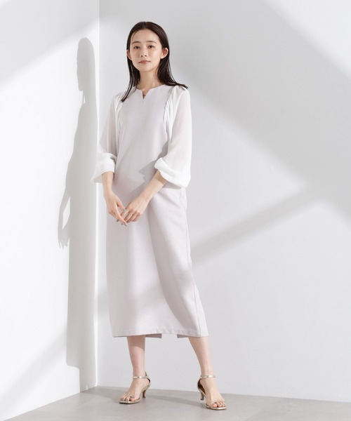 NANO universe（ナノユニバース）の「シアーボリュームスリーブコンビワンピース（ワンピース・レディース・グレー系その他4/ネイビー/グレー・FREE）」の9枚目の写真