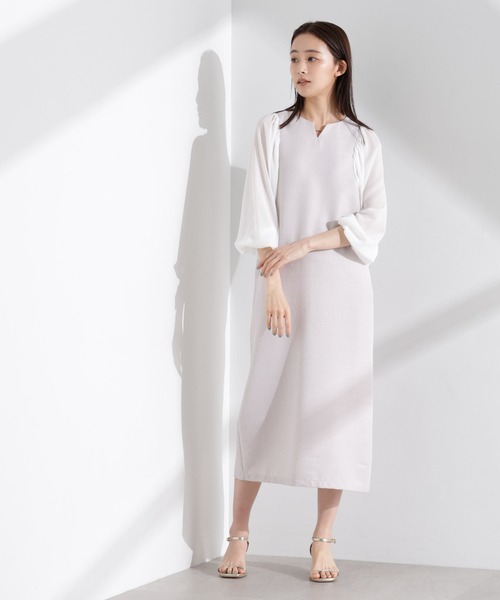 NANO universe（ナノユニバース）の「シアーボリュームスリーブコンビワンピース（ワンピース・レディース・グレー系その他4/ネイビー/グレー・FREE）」の10枚目の写真