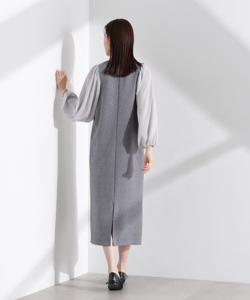 NANO universe（ナノユニバース）の「シアーボリュームスリーブコンビワンピース（ワンピース・レディース・グレー系その他4/ネイビー/グレー・FREE）」の14枚目の写真
