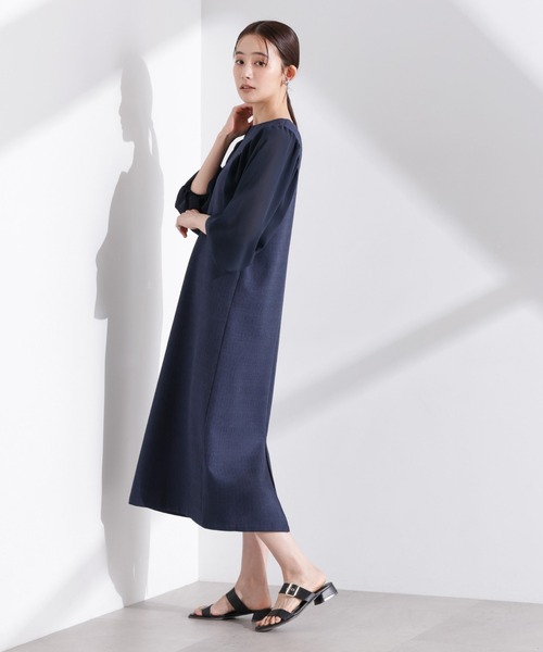 NANO universe（ナノユニバース）の「シアーボリュームスリーブコンビワンピース（ワンピース・レディース・グレー系その他4/ネイビー/グレー・FREE）」の20枚目の写真