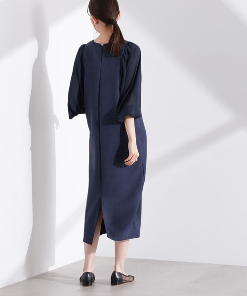 NANO universe（ナノユニバース）の「シアーボリュームスリーブコンビワンピース（ワンピース・レディース・グレー系その他4/ネイビー/グレー・FREE）」の21枚目の写真