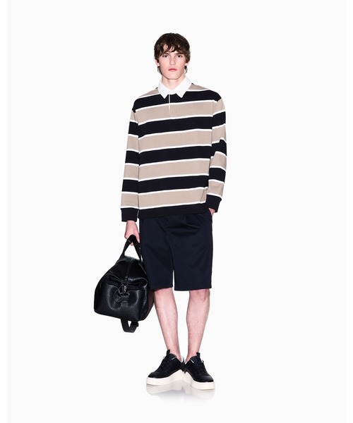 ARMANI EXCHANGE（アルマーニエクスチェンジ）の「【A|X アルマーニ エクスチェンジ】ジャカードストライプ 長袖ポロシャツ/LOOSE（ポロシャツ・メンズ・ベージュ・MEDIUM/SMALL/X-LARGE/XX-LARGE/LARGE/X-SMALL）」の5枚目の写真