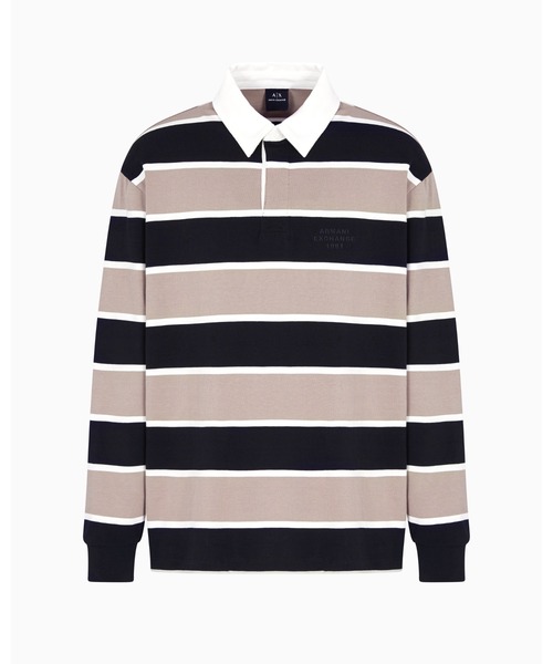 ARMANI EXCHANGE（アルマーニエクスチェンジ）の「【A|X アルマーニ エクスチェンジ】ジャカードストライプ 長袖ポロシャツ/LOOSE（ポロシャツ・メンズ・ベージュ・MEDIUM/SMALL/X-LARGE/XX-LARGE/LARGE/X-SMALL）」の6枚目の写真