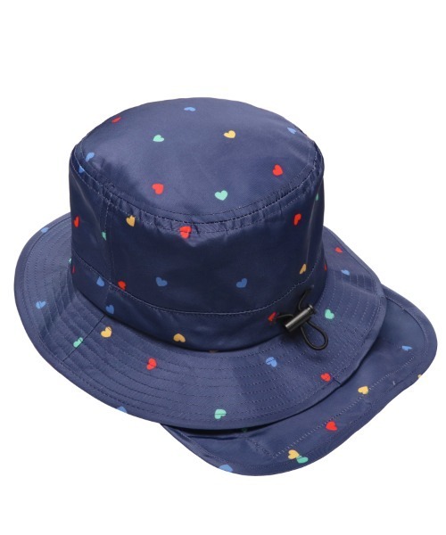 Kids Foret(キッズフォーレ)の「ハート柄撥水ハット・帽子(ハット・キッズ・オフホワイト/ネイビー・50/52/54/56)」の2枚目の写真