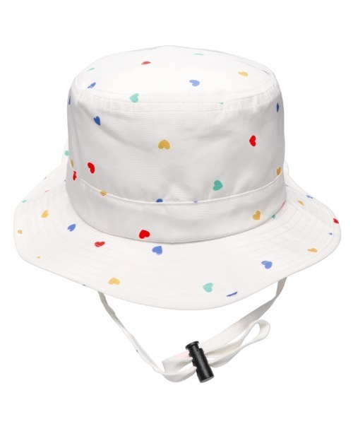 Kids Foret(キッズフォーレ)の「ハート柄撥水ハット・帽子(ハット・キッズ・オフホワイト/ネイビー・50/52/54/56)」の4枚目の写真