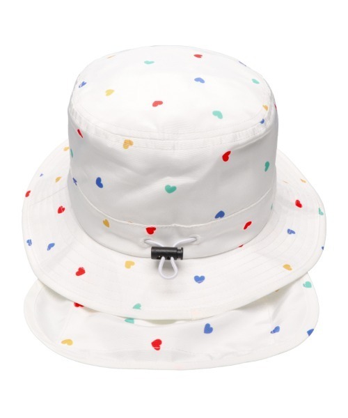 Kids Foret(キッズフォーレ)の「ハート柄撥水ハット・帽子(ハット・キッズ・オフホワイト/ネイビー・50/52/54/56)」の5枚目の写真