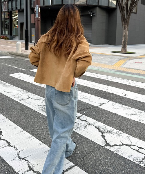 CANAL JEAN(キャナルジーン)の「OVERTAKE スウェードジャケット(その他アウター・レディース・ブラック/キャメル/カーキ・ONE SIZE)」の5枚目の写真