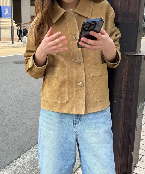 CANAL JEAN(キャナルジーン)の「OVERTAKE スウェードジャケット(その他アウター・レディース・ブラック/キャメル/カーキ・ONE SIZE)」の6枚目の写真