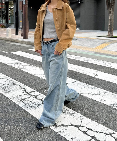 CANAL JEAN(キャナルジーン)の「OVERTAKE スウェードジャケット(その他アウター・レディース・ブラック/キャメル/カーキ・ONE SIZE)」の7枚目の写真
