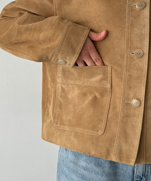 CANAL JEAN(キャナルジーン)の「OVERTAKE スウェードジャケット(その他アウター・レディース・ブラック/キャメル/カーキ・ONE SIZE)」の12枚目の写真