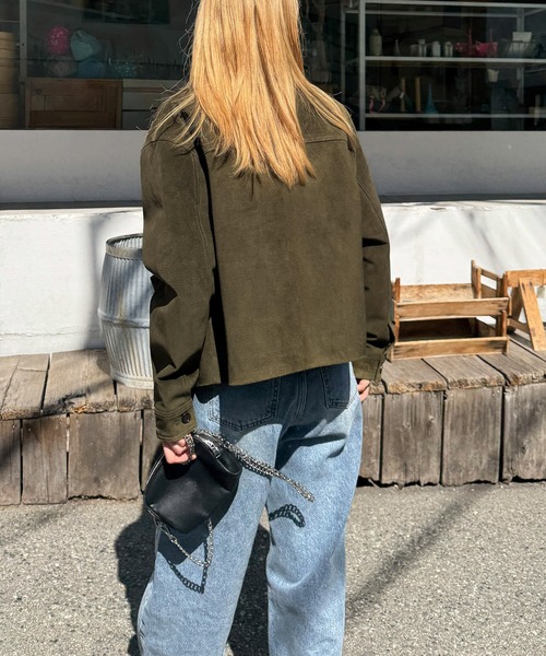 CANAL JEAN(キャナルジーン)の「OVERTAKE スウェードジャケット(その他アウター・レディース・ブラック/キャメル/カーキ・ONE SIZE)」の15枚目の写真