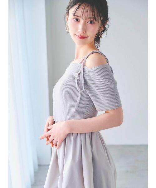 dazzlin(ダズリン)の「ニットドッキングバルーンワンピース(ワンピース・レディース・ブラック/グレー・FREE)」の3枚目の写真