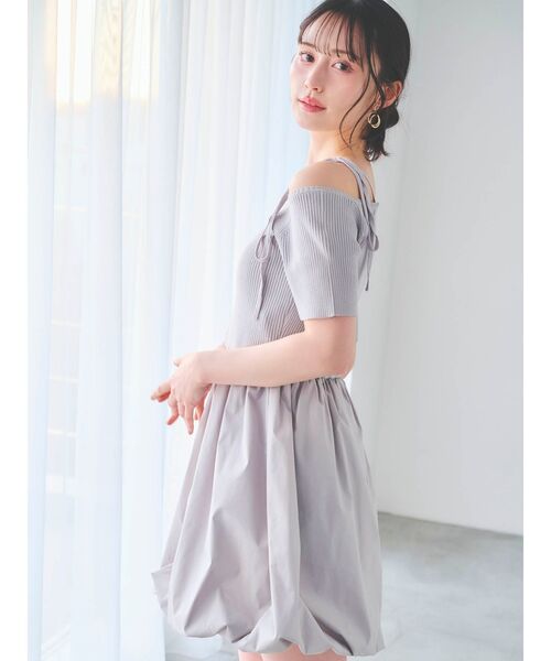 dazzlin(ダズリン)の「ニットドッキングバルーンワンピース(ワンピース・レディース・ブラック/グレー・FREE)」の1枚目の写真