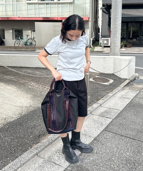 feepur（フェピュール）の「【THEATRE PRODUCTS/シアタープロダクツ】別注リサイクルボトルジャガードテープトートバッグ-L-（トートバッグ・レディース・ブラック・FREE）」の19枚目の写真