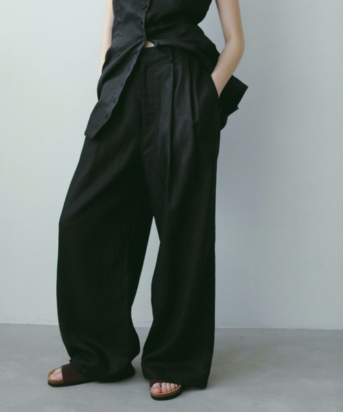 etre tokyo ドロストヘムリネンワイドパンツ ドロストヘムリネンワイドパンツ(S WHITE): ボトムス │ ETRE