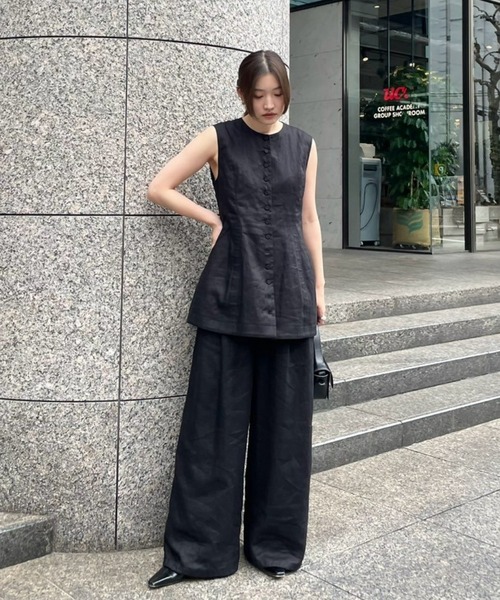 etre tokyo ドロストヘムリネンワイドパンツ ドロストヘムリネンワイドパンツ(S WHITE): ボトムス │ ETRE