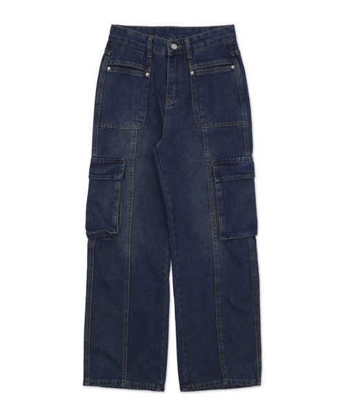WOND(ウォンド)の「WOND/マルチポケットワイドカーゴパンツ(デニムパンツ・レディース・ブルー/ブラック・SMALL/MEDIUM)」の6枚目の写真