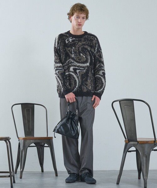 ABAHOUSE（アバハウス）の「【マルチウェイ】 フェイクレザー 巾着ショルダーバッグ / ユニセックス（ショルダーバッグ・メンズ・ブラック/グレイッシュベージュ・フリー）」の3枚目の写真