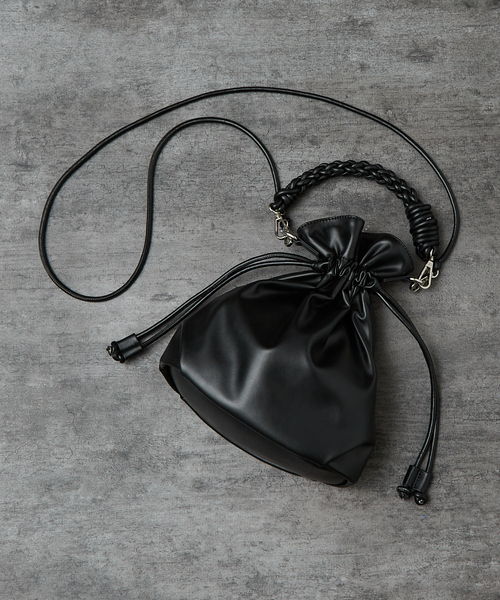 セール】【マルチウェイ】 フェイクレザー 巾着ショルダーバッグ