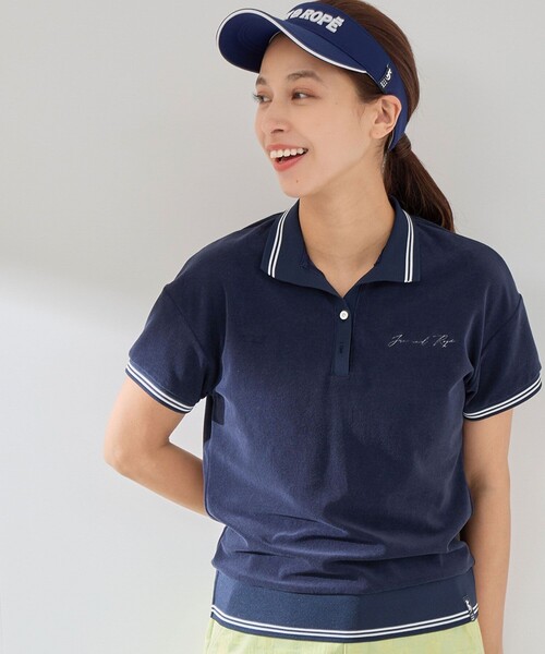 JUN&ROPE'（ジュンアンドロペ）の「パイルリブ使い半袖スキッパーポロ（ポロシャツ・レディース・ホワイト/ネイビー/ラベンダー・M/S/L）」の10枚目の写真
