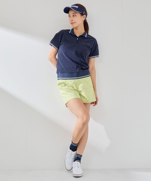 JUN&ROPE'（ジュンアンドロペ）の「パイルリブ使い半袖スキッパーポロ（ポロシャツ・レディース・ホワイト/ネイビー/ラベンダー・M/S/L）」の14枚目の写真