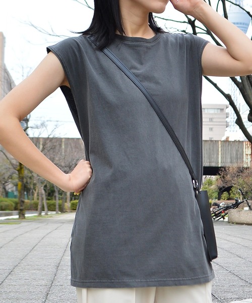 spiritoso(スピリトーゾ)の「【spiritoso】ピグメント フレンチスリーブTシャツ(Tシャツ/カットソー・メンズ・チャコール/アイボリー/サックスブルー・FREE)」の17枚目の写真