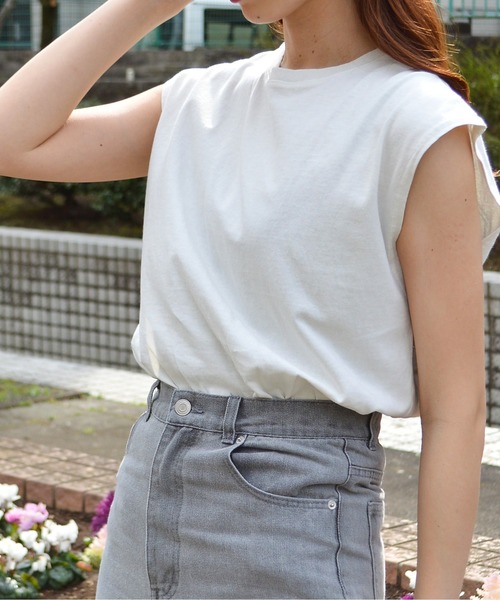spiritoso(スピリトーゾ)の「【spiritoso】ピグメント フレンチスリーブTシャツ(Tシャツ/カットソー・メンズ・チャコール/アイボリー/サックスブルー・FREE)」の9枚目の写真