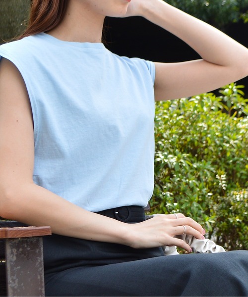 spiritoso(スピリトーゾ)の「【spiritoso】ピグメント フレンチスリーブTシャツ(Tシャツ/カットソー・メンズ・チャコール/アイボリー/サックスブルー・FREE)」の6枚目の写真