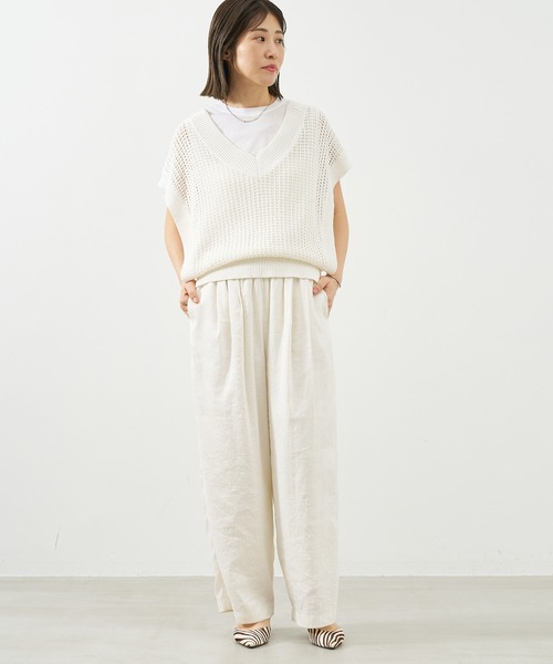 MICA&DEAL（マイカ＆ディール）の「Vネックニットベスト（ニット/セーター・レディース・マスタード/ブラック/ベージュ/ホワイト・FREE）」の5枚目の写真