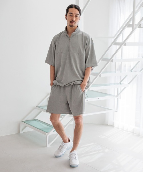 HEREIAM（ヘレイアム）の「【HEREIAM MEN】吸水速乾＆UV/DRYMIXハーフジッププルオーバー（Tシャツ/カットソー・メンズ・ダークブラウン/グレー/ブラック・MEDIUM/LARGE）」の4枚目の写真