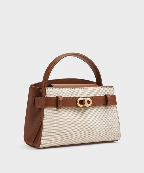 CHARLES & KEITH(チャールズ & キース)の「Aubrielle オブリエル キャンバスツートーントップハンドルバッグ(ハンドバッグ・レディース・アッシュ・S)」の2枚目の写真