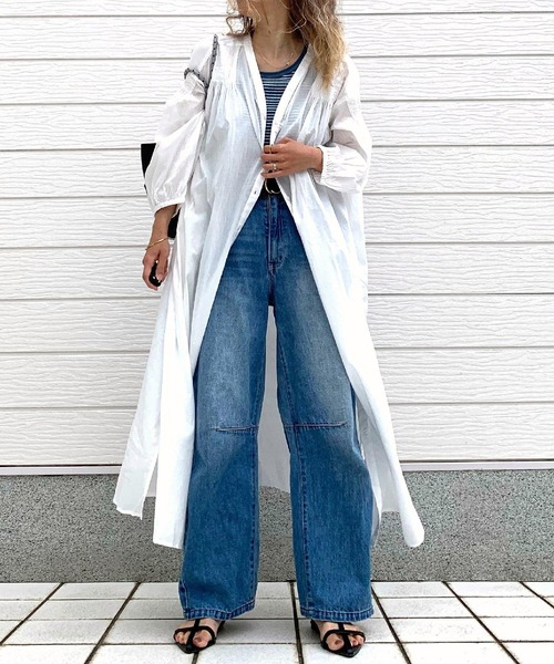 Q(キュー)の「キャンブリックボイルギャザーワンピ(ワンピース・レディース・アイボリー/オレンジ/ブラック・MEDIUM)」の1枚目の写真