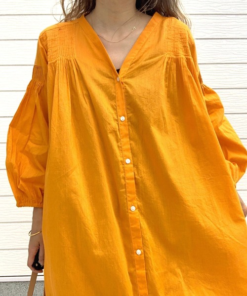 Q(キュー)の「キャンブリックボイルギャザーワンピ(ワンピース・レディース・アイボリー/オレンジ/ブラック・MEDIUM)」の20枚目の写真