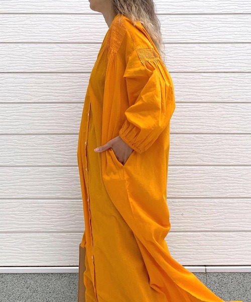 Q(キュー)の「キャンブリックボイルギャザーワンピ(ワンピース・レディース・アイボリー/オレンジ/ブラック・MEDIUM)」の22枚目の写真