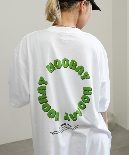 BASIS(ベイシス)の「バックサークルロゴ ビッグシルエット ユニセックス Tシャツ(Tシャツ/カットソー・レディース・ホワイト×イエロー/ホワイト×ピンク/ホワイト×グリーン・MEDIUM/LARGE)」の1枚目の写真