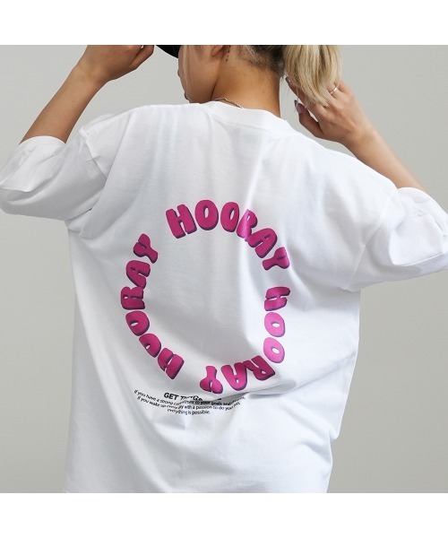 BASIS(ベイシス)の「バックサークルロゴ ビッグシルエット ユニセックス Tシャツ(Tシャツ/カットソー・レディース・ホワイト×イエロー/ホワイト×ピンク/ホワイト×グリーン・MEDIUM/LARGE)」の4枚目の写真