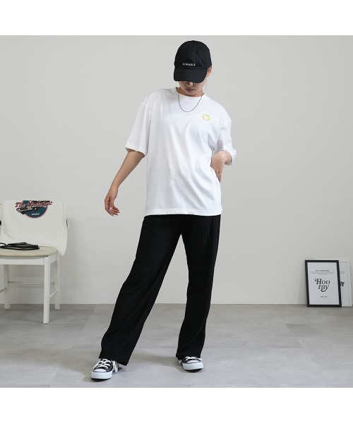 BASIS(ベイシス)の「バックサークルロゴ ビッグシルエット ユニセックス Tシャツ(Tシャツ/カットソー・レディース・ホワイト×イエロー/ホワイト×ピンク/ホワイト×グリーン・MEDIUM/LARGE)」の11枚目の写真