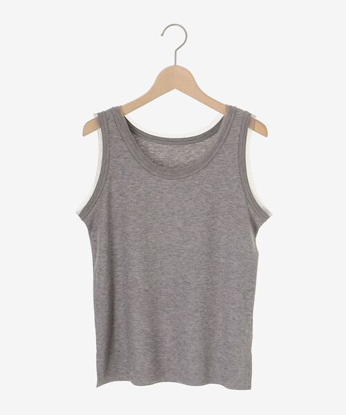 le.coeur blanc（ルクールブラン）の「ラメテレコタンクトップ（タンクトップ・レディース・ダークグレー/オフホワイト/グレー・38）」の4枚目の写真