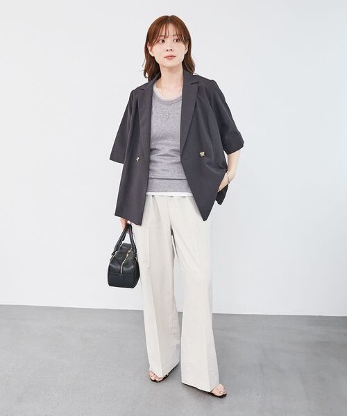 le.coeur blanc（ルクールブラン）の「ラメテレコタンクトップ（タンクトップ・レディース・ダークグレー/オフホワイト/グレー・38）」の8枚目の写真