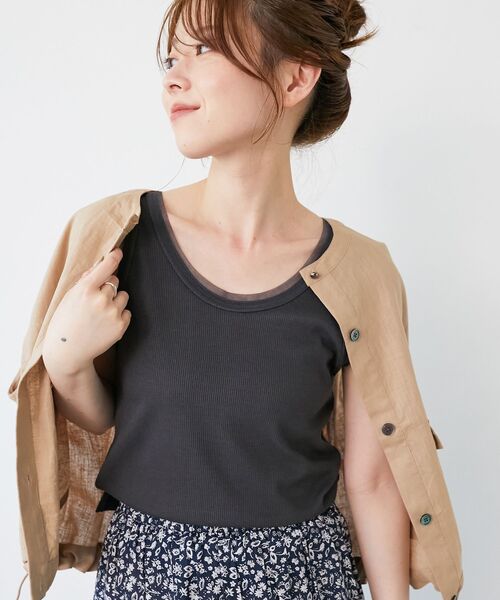 le.coeur blanc（ルクールブラン）の「ラメテレコタンクトップ（タンクトップ・レディース・ダークグレー/オフホワイト/グレー・38）」の14枚目の写真