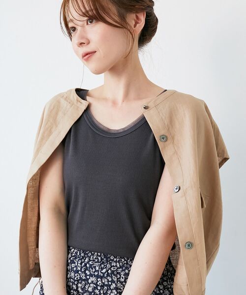 le.coeur blanc（ルクールブラン）の「ラメテレコタンクトップ（タンクトップ・レディース・ダークグレー/オフホワイト/グレー・38）」の15枚目の写真