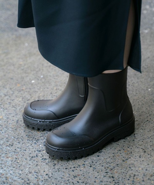 Wpc.（ダブリュピーシー）の「【Wpc.】トラックソールレインブーツ（レインシューズ・レディース・ブラック/オフホワイト・M/L）」の3枚目の写真