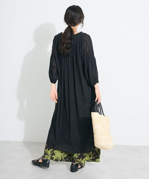 CRAFT STANDARD BOUTIQUE（クラフトスタンダードブティック）の「ヴィンテージボイル袖シャーリングワンピース（シャツワンピース・レディース・ブラック/ブラウン/イエロー・FREE）」の12枚目の写真