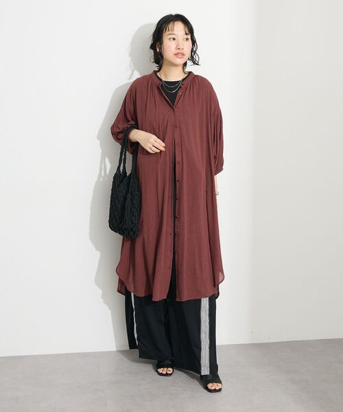 CRAFT STANDARD BOUTIQUE（クラフトスタンダードブティック）の「ヴィンテージボイル袖シャーリングワンピース（シャツワンピース・レディース・ブラック/ブラウン/イエロー・FREE）」の13枚目の写真