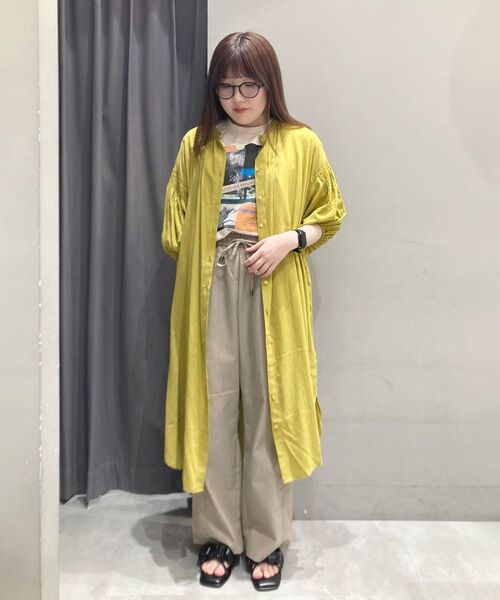 CRAFT STANDARD BOUTIQUE（クラフトスタンダードブティック）の「ヴィンテージボイル袖シャーリングワンピース（シャツワンピース・レディース・ブラック/ブラウン/イエロー・FREE）」の21枚目の写真