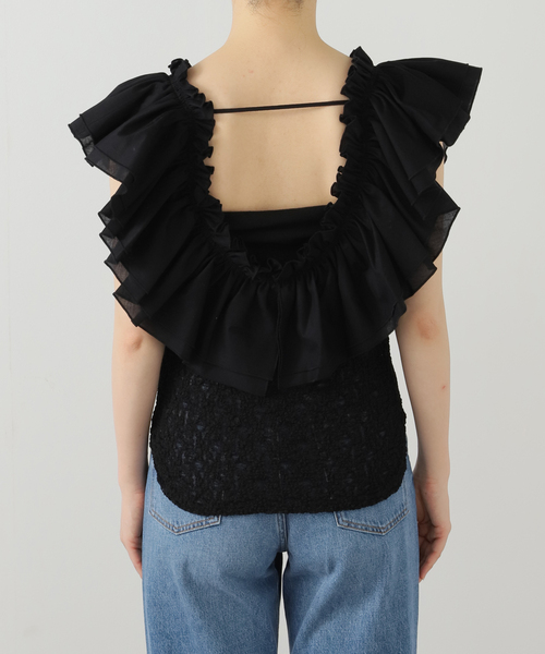 FUMIE TANAKA（フミエタナカ）の「【FUMIE TANAKA(フミエタナカ)】big frill lace cami：ブラウス（シャツ/ブラウス・レディース・ブラック・2）」の6枚目の写真