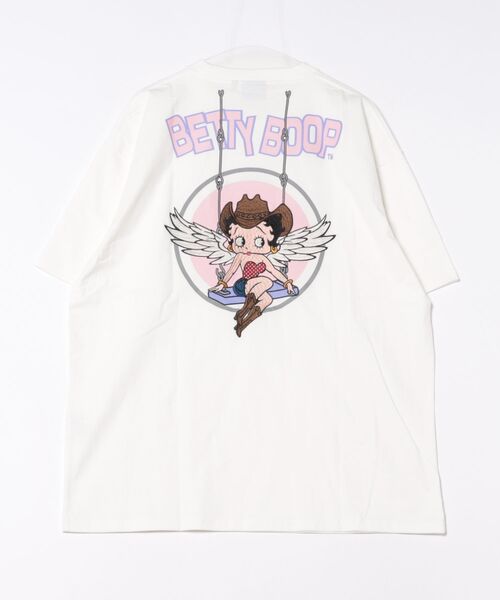 BETTY BOOP（ベティ・ブープ）の「LOWBLOW KNUCKLE / ローブローナックル / BETTY BOOP / ブランコに乗った天使のBETTY Tシャツ (M2)（Tシャツ/カットソー・メンズ・ホワイト/ピンク/ブラック・M/L/XL/XXL）」の6枚目の写真
