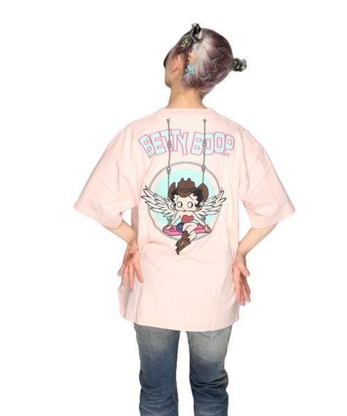 BETTY BOOP（ベティ・ブープ）の「LOWBLOW KNUCKLE / ローブローナックル / BETTY BOOP / ブランコに乗った天使のBETTY Tシャツ (M2)（Tシャツ/カットソー・メンズ・ホワイト/ピンク/ブラック・M/L/XL/XXL）」の3枚目の写真